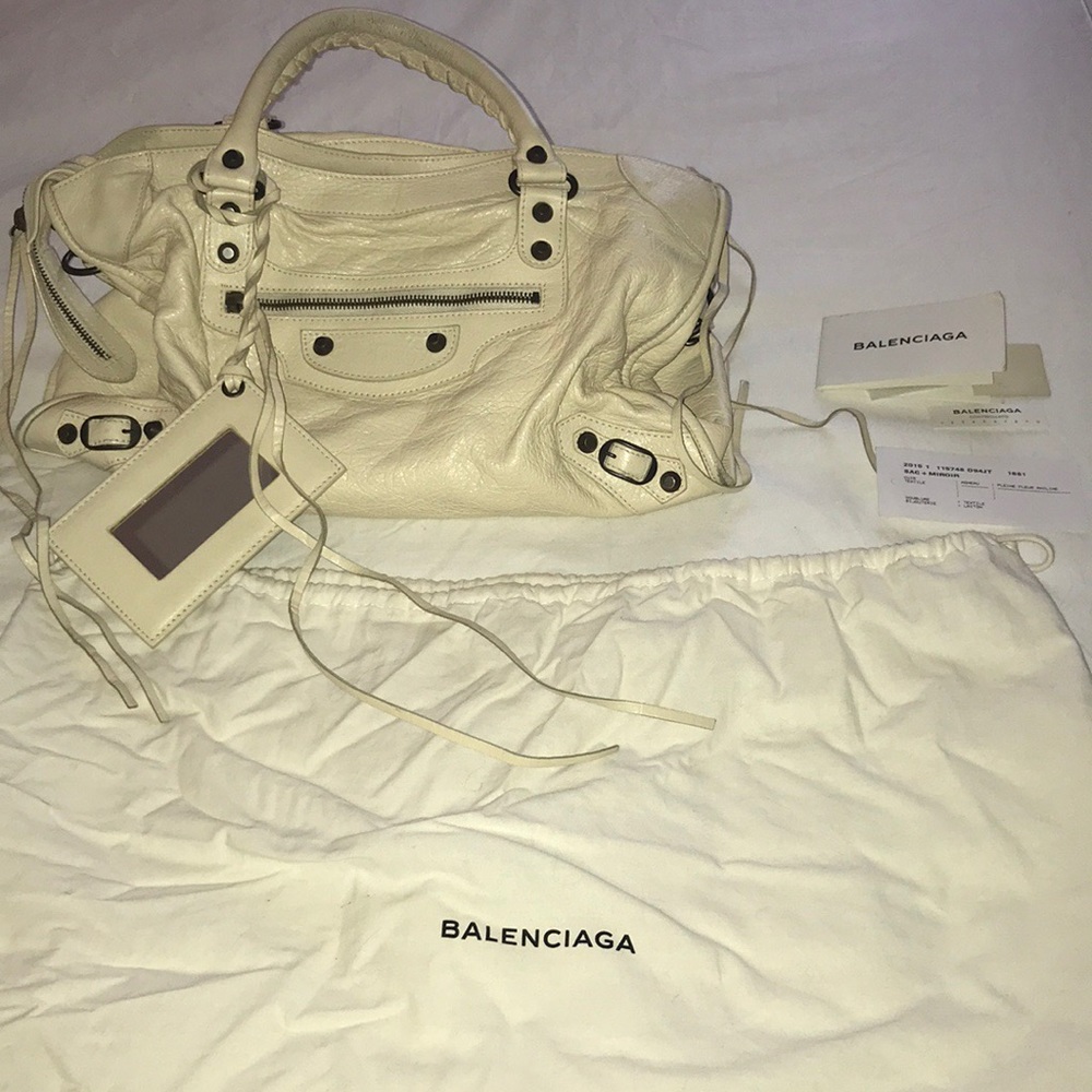 Authentic Balenciaga motorcycle ivory bag